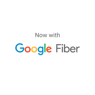 Now with Google Fiber white logo for Irvine Company Office Properties.