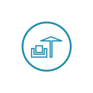 Icon graphic for of a lounge chair and umbrella for Pathline Park