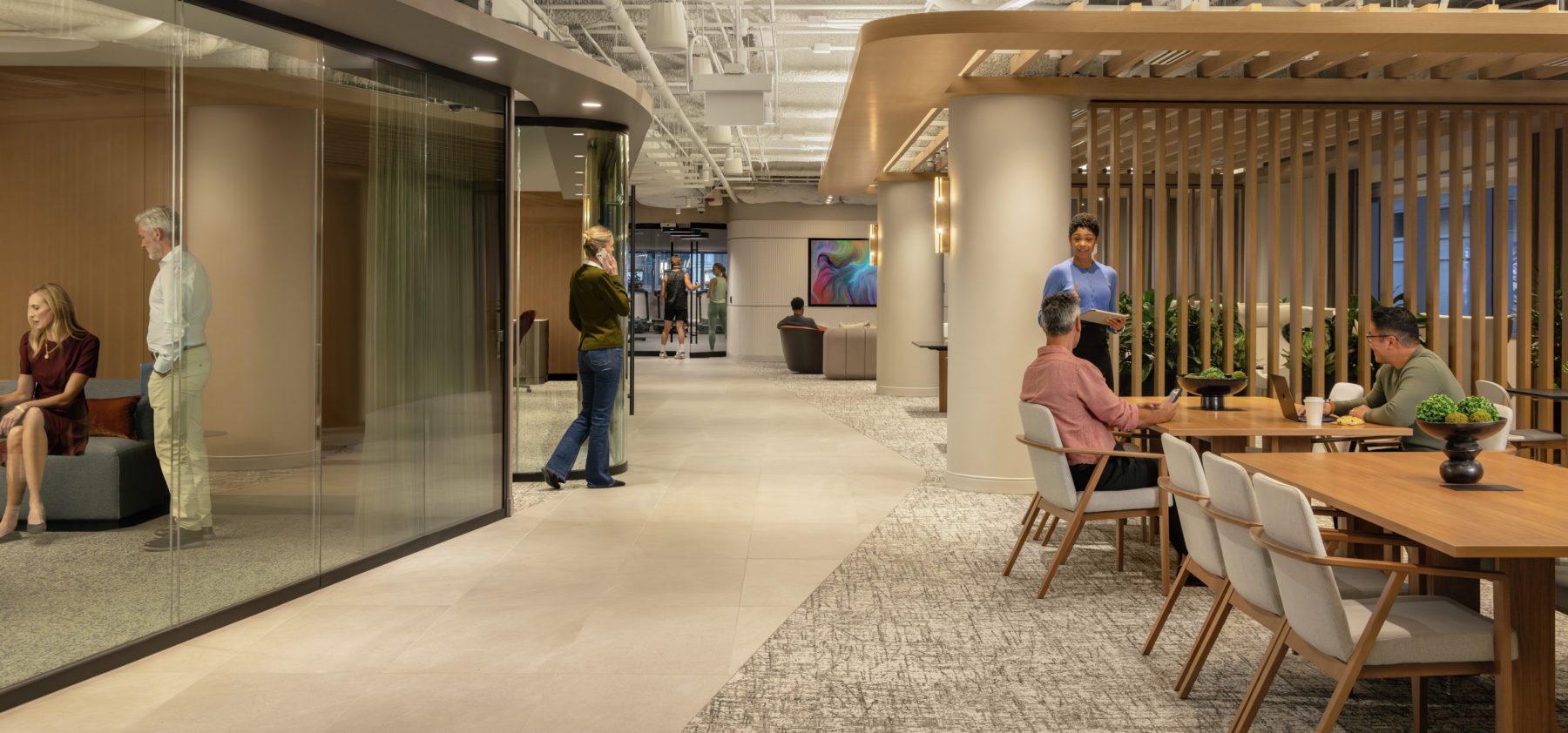 Interior renderings of the second floor Amenity area at One North Wacker, West Loop, Chicago, IL