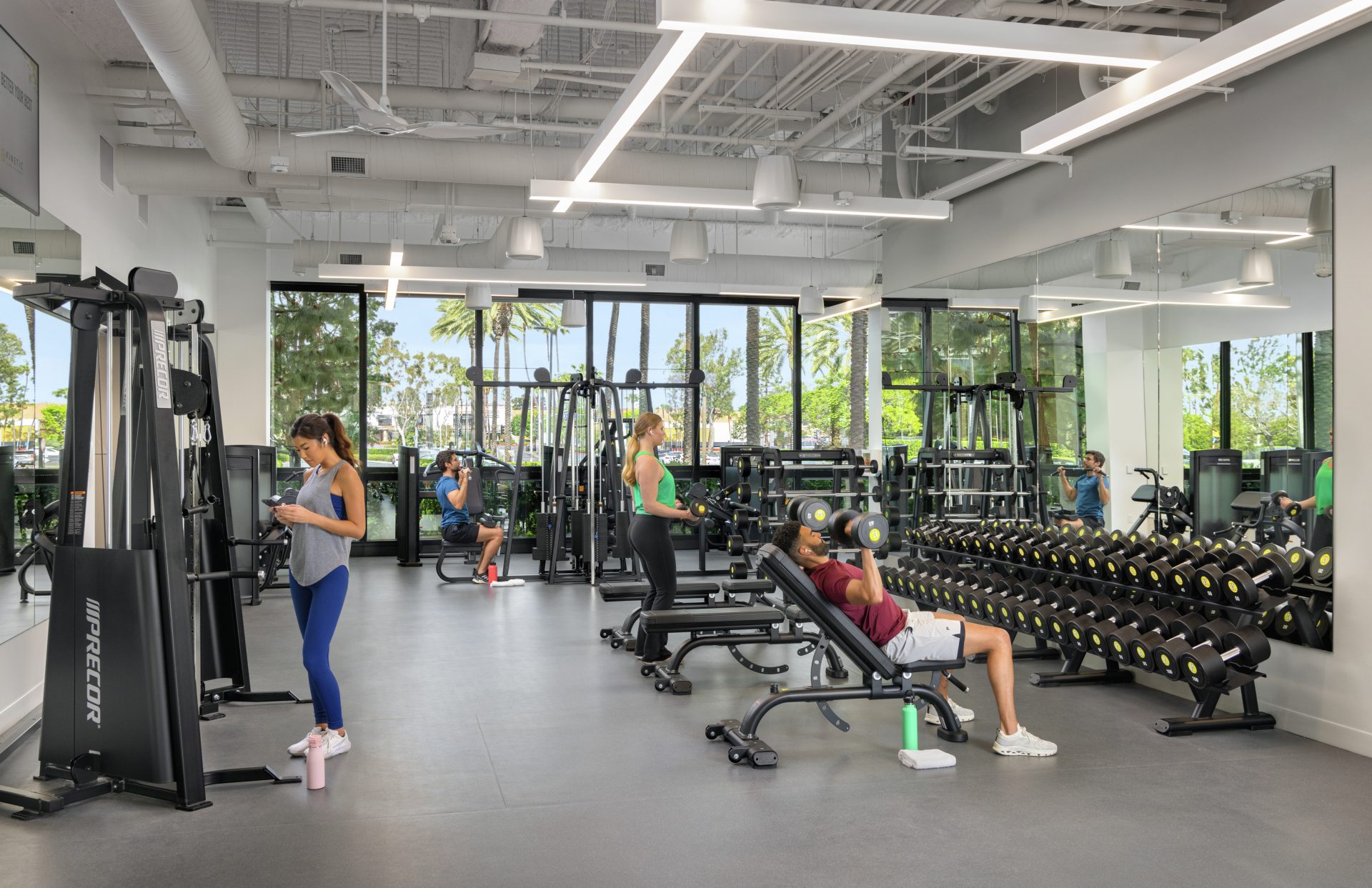 Interior photography of Kinetic fitness center at 675 Anton, suite 100 at Pacific Arts Plaza