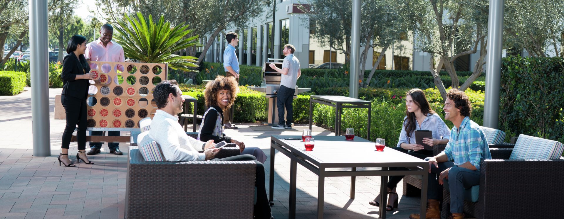 Lifestyle photography of the Commons at Discovery Business Center, Irvine, Ca
