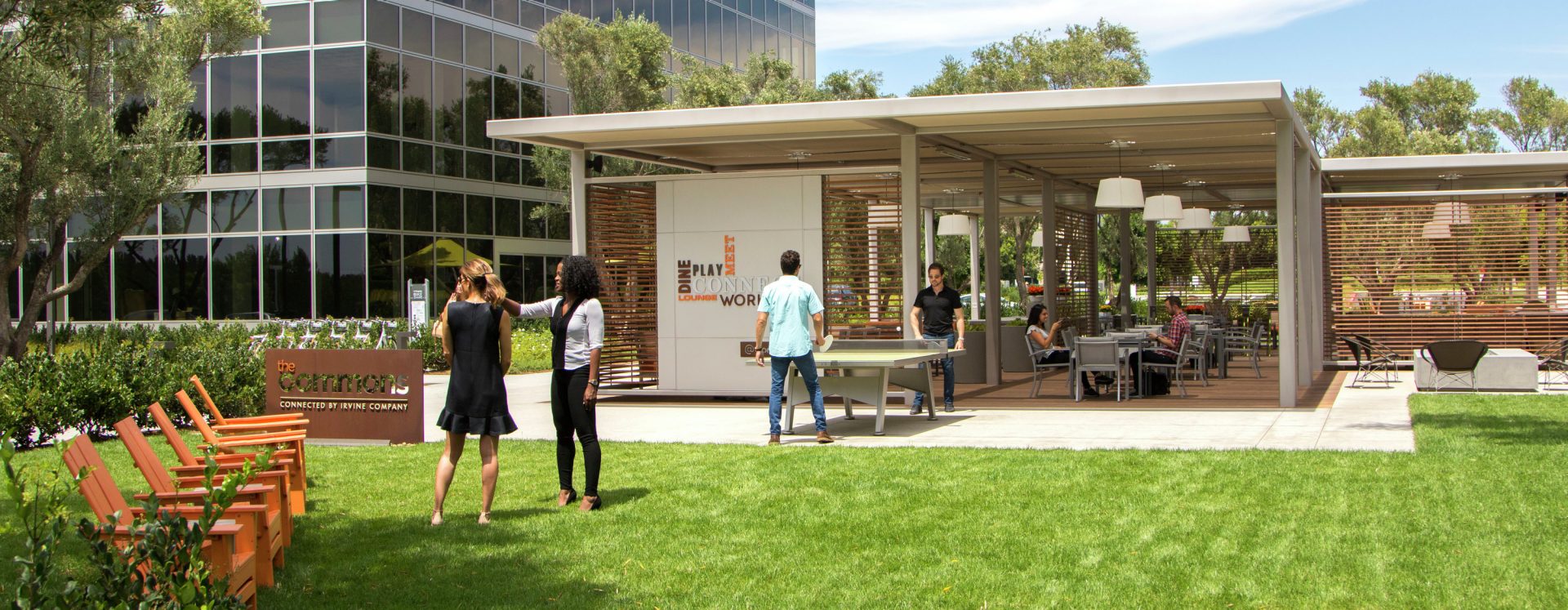 Lifestyle images of the Commons at Sand Canyon Business Center, NextGen Campus Office, Irvine, Ca