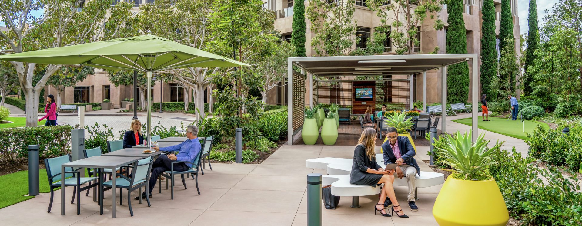 Exterior photography of the Commons at 888 San Clemente, Newport Beach, Ca
