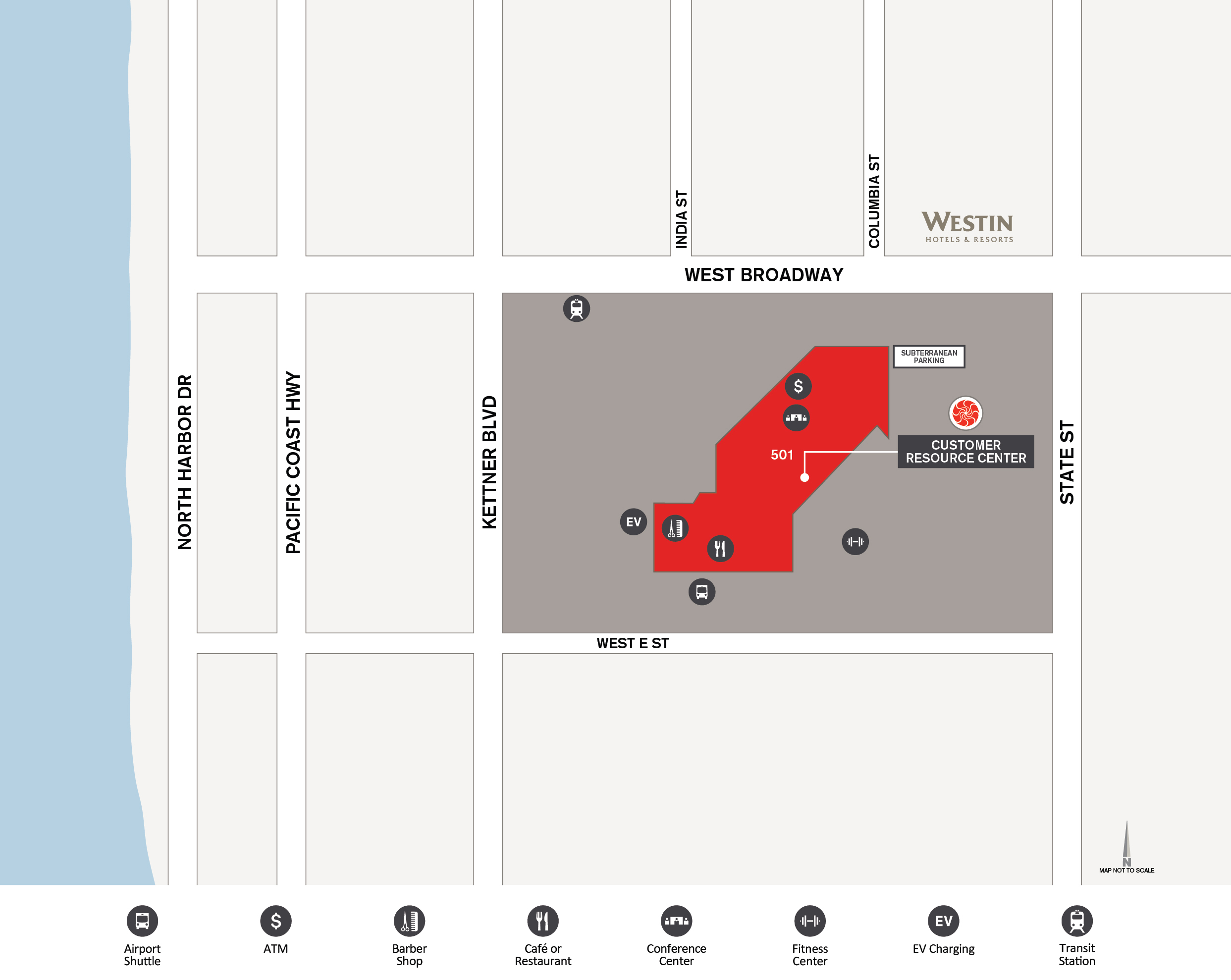 Site Map for 501 W Broadway located in San Diego, CA