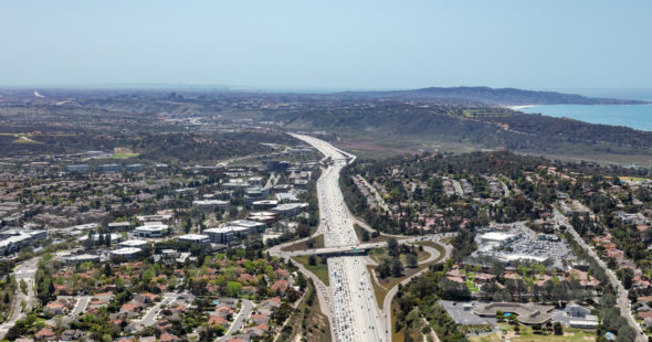 Aerial photography of Del Mar Heights in San Diego, CA