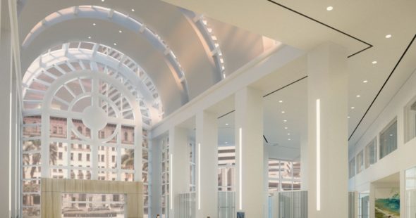 Rendering of the lobby reinvestment at 501 W Broadway in San Diego, CA