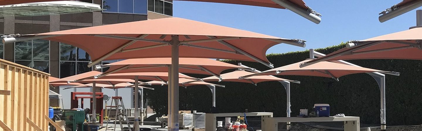 Construction photography of the new outdoor workplace and gathering area, The Commons, located at Fox Plaza in Los Angeles, CA