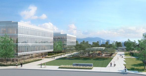 Rendering of Spectrum Terrace, a new Irvine Company office property development located in Irvine, CA