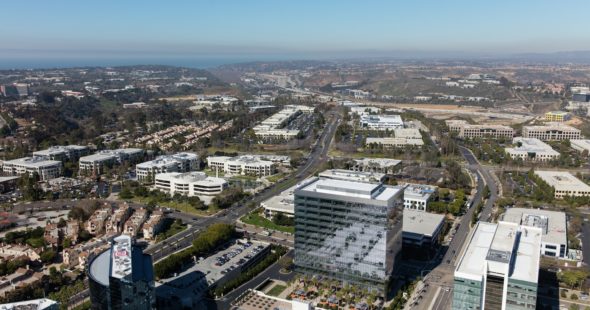 Aerial photography of La Jolla UTC featuring Irvine Company office properties in San Diego, CA