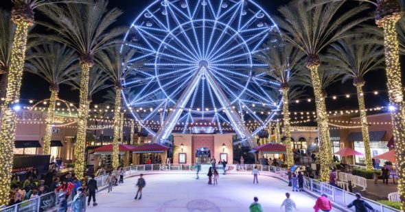 Temporary ice skating rink at Irvine Spectrum in Irvine, CA