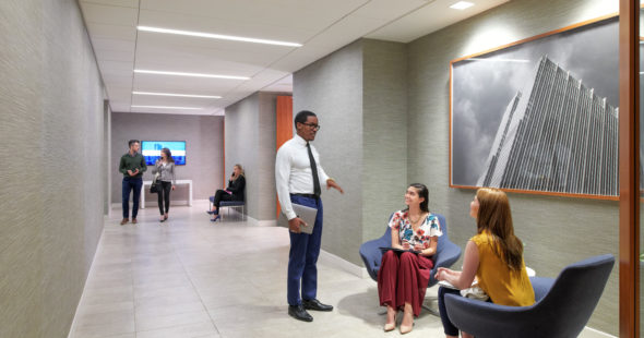 Lifestyle photography of the conference center at 300 North LaSalle in Chicago, IL