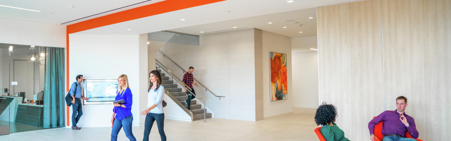 Lifestyle lobby photography of the lobby at UCI Research Park - 5281 Caifornia Avenue in Irvine, CA