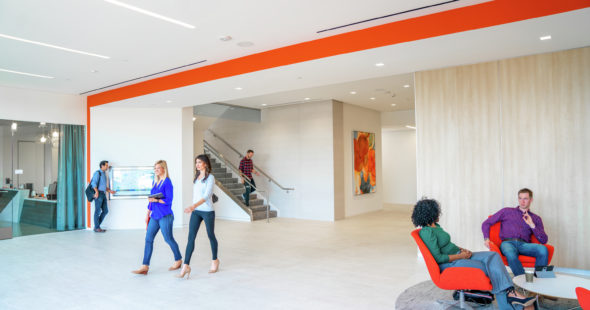 Lifestyle lobby photography of the lobby at UCI Research Park - 5281 Caifornia Avenue in Irvine, CA