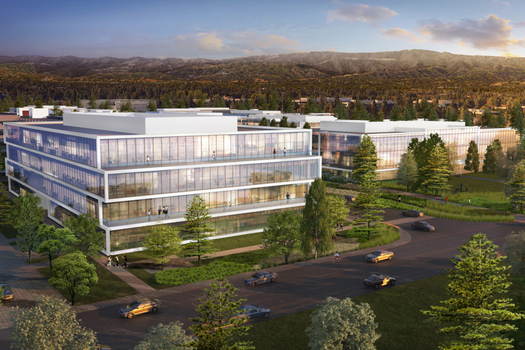 Rendering of Pathline Park, a new workplace community development located in Sunnyvale, CA