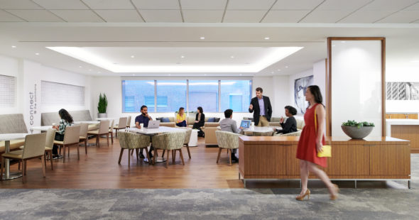 Lifestyle photography of The Commons at One North Wacker in Chicago, IL