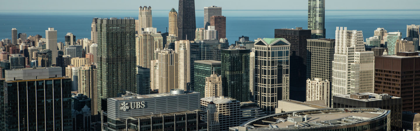 Aerial photography of 71 South Wacker and One North Wacker in Chicago, IL