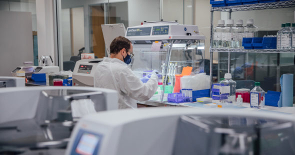 Testing samples in the lab at Bridge Diagnostics