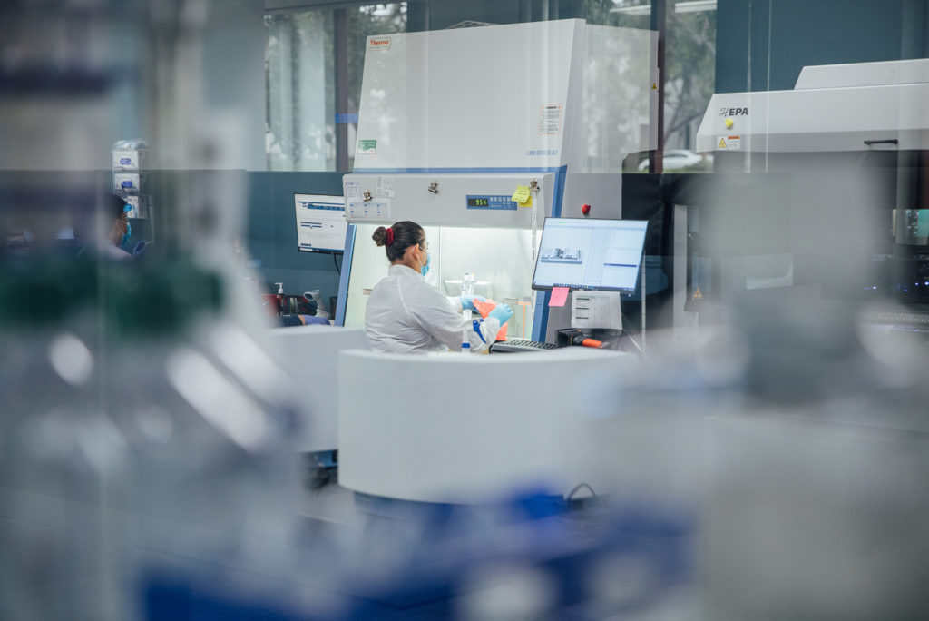 Testing samples in the lab at Bridge Diagnostics