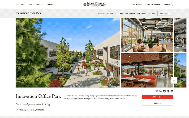 New media gallery on Irvine Company Office property pages